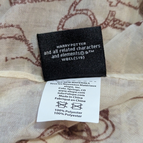 HARRY POTTER Semi Sheer Maurader's Map Print Scarf Tan 19x78" - Picture 4 of 5